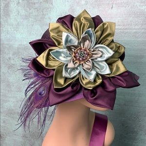 Custom purple straw silk women’s hat